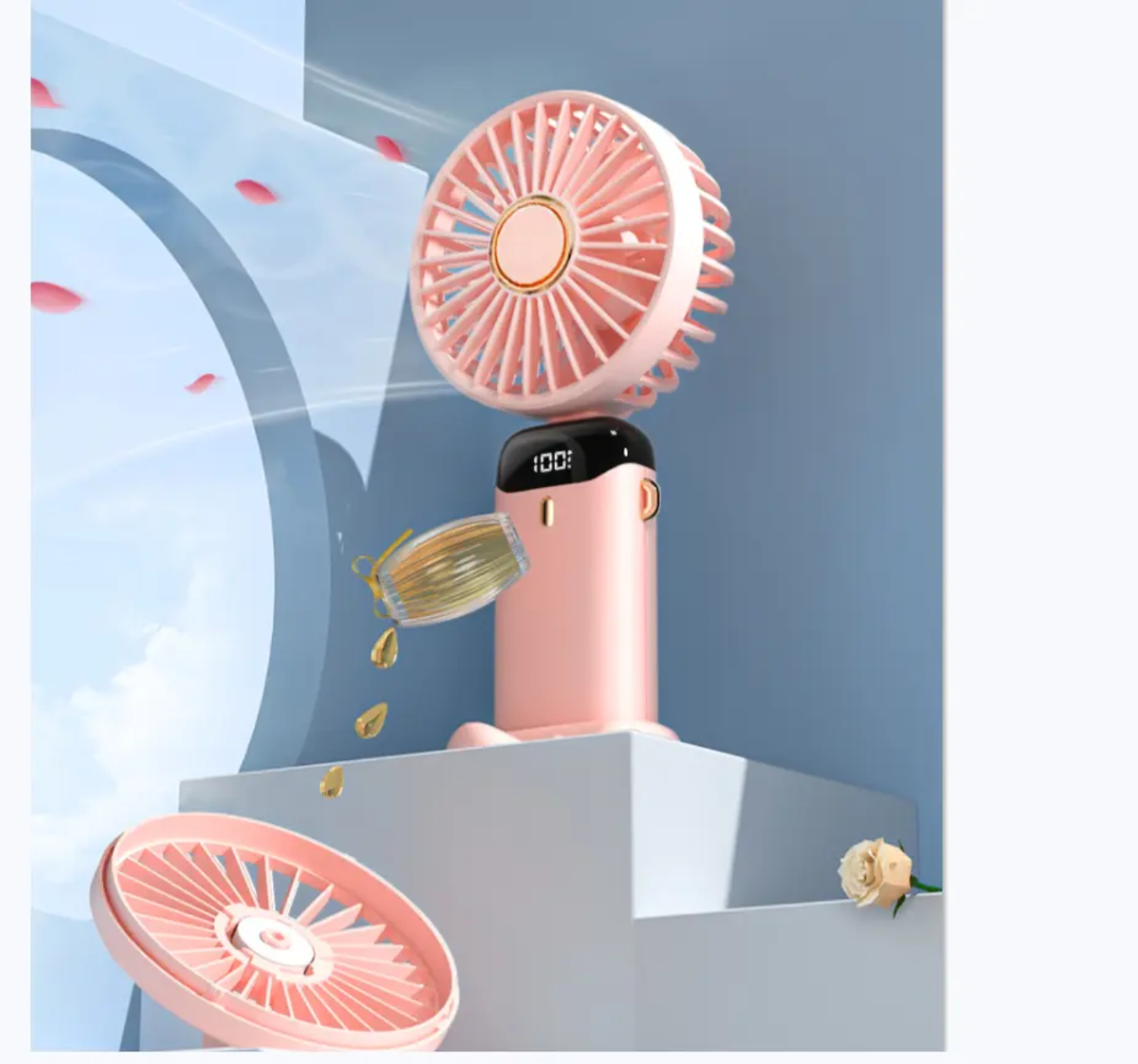 Mini Cute Rechargeable Handheld Fan with Integrated Mobile Stand Base – Premium Single-Speed Portable Desktop Fan