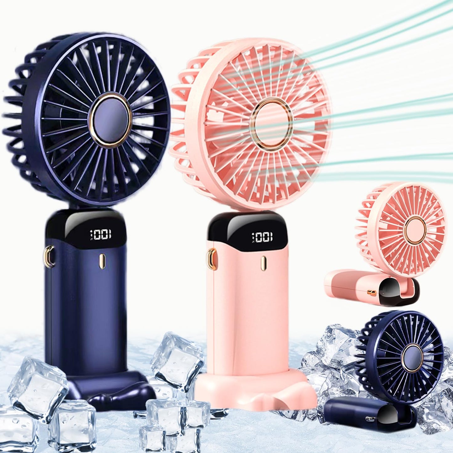 Mini Cute Rechargeable Handheld Fan with Integrated Mobile Stand Base – Premium Single-Speed Portable Desktop Fan