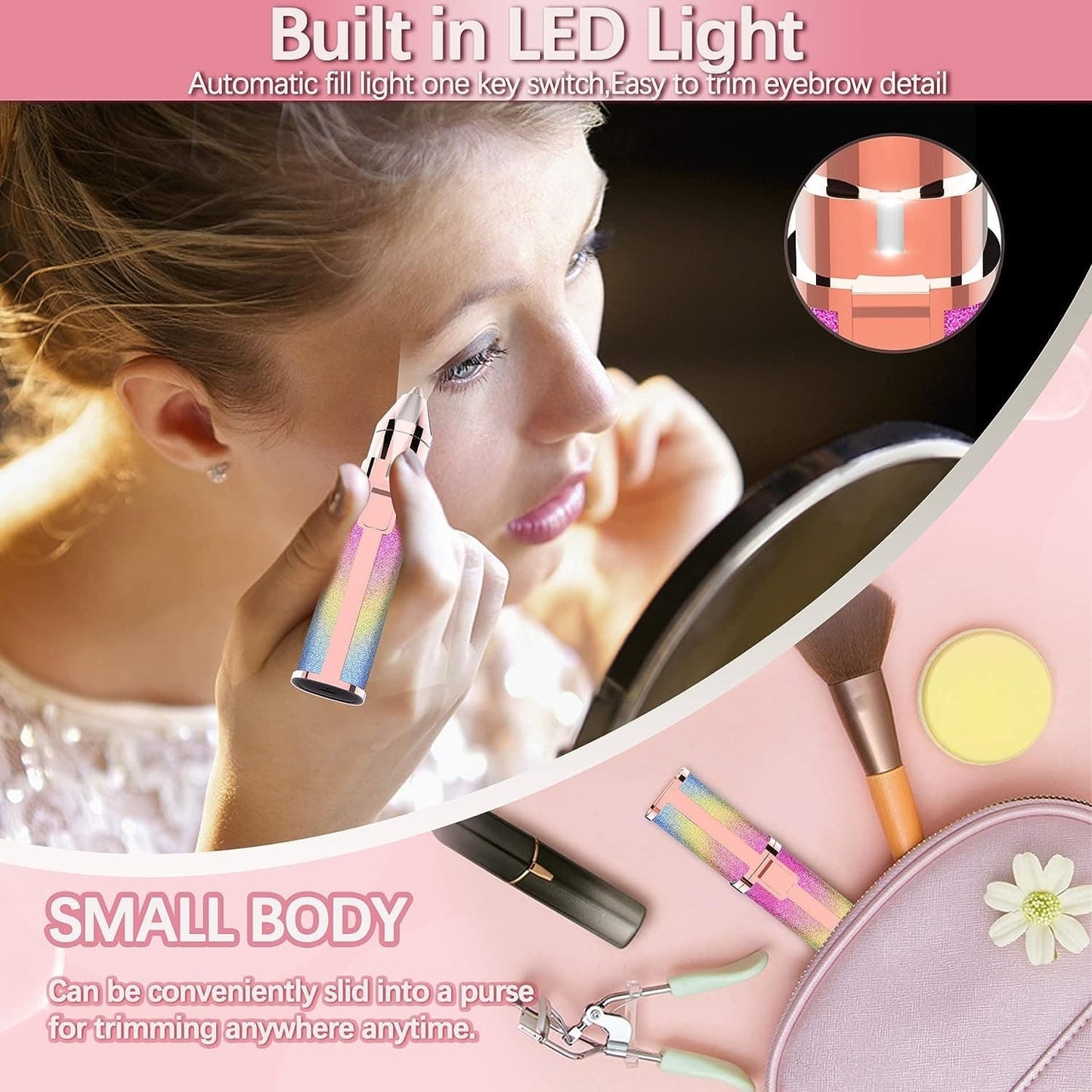 2 In 1 Electric Eyebrow Trimmer And Shaver | Flawless Hair Remover For Women | Painless Facial Hair Removal Device | Rechargeable Eyebrow Trimming Machine